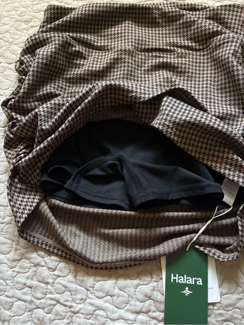 HALARA Brown Houndstooth Ruched Mini Skirt - Picture 12 of 14